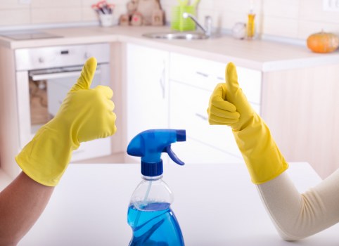 Carpet cleaning team preparing equipment safely before a service